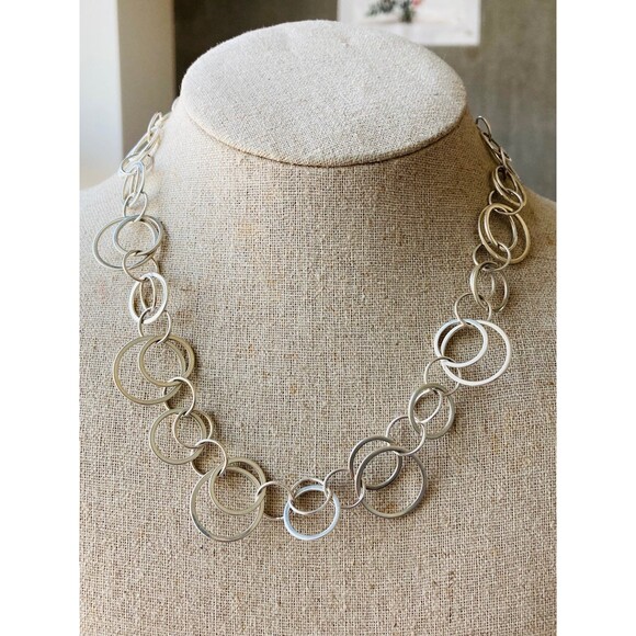 925 sterling silver circle link chain Necklace 18"